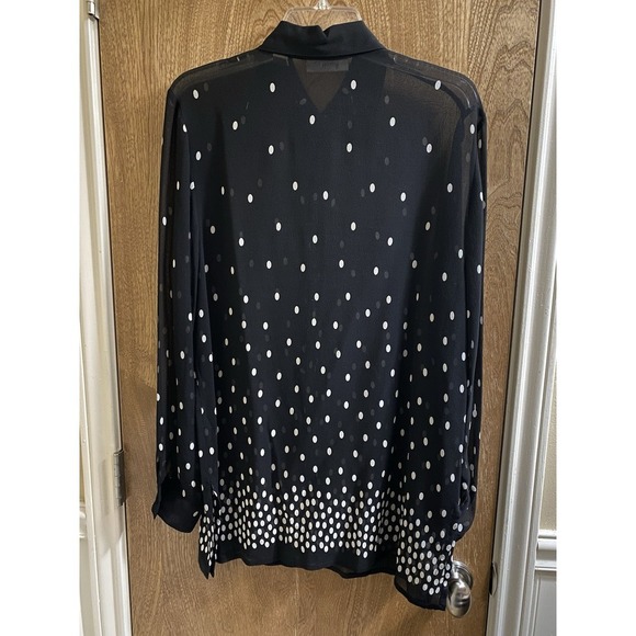 Valerie Stevens 100% Silk Mesh Women's Size 8 Polka Dot Button Down Blouse Shirt - Picture 10 of 16
